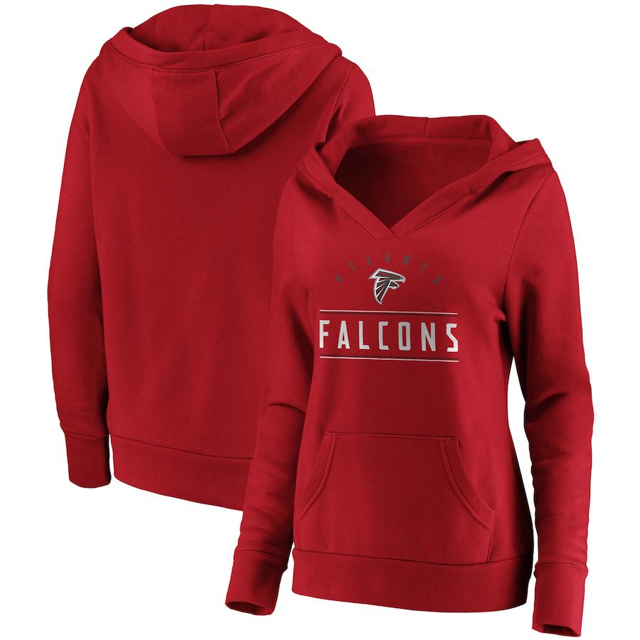 Women Atlanta Falcons Fanatics Branded Red Iconic League Leader V-Neck Pullover Hoodie->women nfl jersey->Women Jersey